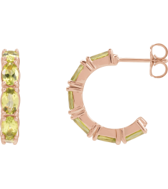 88765 Earring Set 14K Rose 18.2 Mm 3.5 Mm Natural Peridot Oval 5 X 3 Mm Pair Friction Backs Included Polished Natural Peridot Hoop Earrings