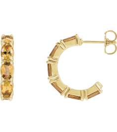 88765 Earring Set 14K Yellow 18.2 Mm 3.5 Mm Natural Citrine Oval 5 X 3 Mm Pair Friction Backs Included Polished Natural Citrine Hoop Earrings