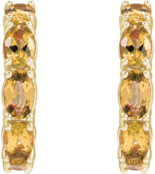 88765 Earring Set 14K Yellow 18.2 Mm 3.5 Mm Natural Citrine Oval 5 X 3 Mm Pair Friction Backs Included Polished Natural Citrine Hoop Earrings