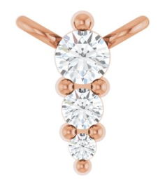 88766 Necklace Center 14K Rose Set 3-Stone Natural Diamond Round 2 Mm Natural Diamond I1, G-H 0.025 Ctw Polished .05 Ctw Natural Diamond Graduated Bar Necklace Center