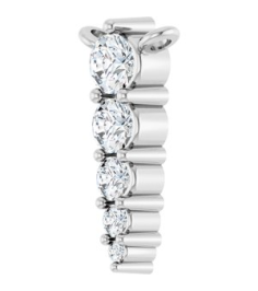 88766 Necklace Center 14K White Set 5-Stone Natural Diamond Round 2.75 Mm Natural Diamond I1, G-H 18 Ctw Polished 15 Ctw Natural Diamond Graduated Bar Necklace Center
