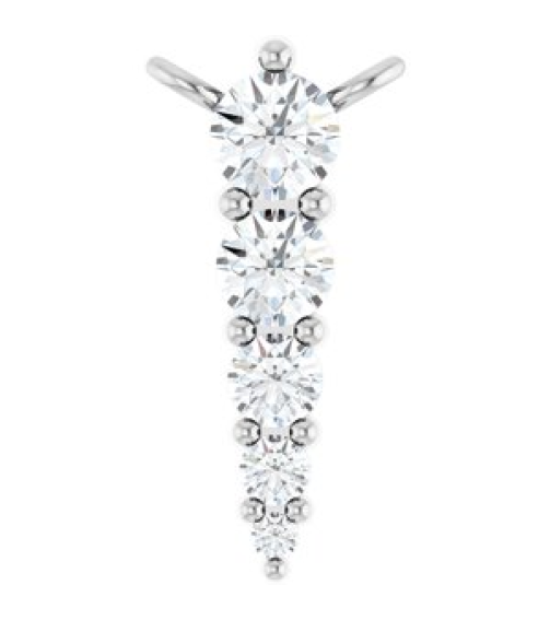 88766 Necklace Center Platinum Set 5-Stone Natural Diamond Round 2.75 Mm Natural Diamond I1, G-H 18 Ctw Polished 15 Ctw Natural Diamond Graduated Bar Necklace Center