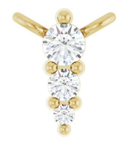 88766 Necklace Center 14K Yellow Set 3-Stone Lab-Grown Diamond Round 2 Mm Lab-Grown Diamond Si1-Si2, G-H 0.025 Ctw Polished .05 Ctw Lab-Grown Diamond Graduated Bar Necklace Center