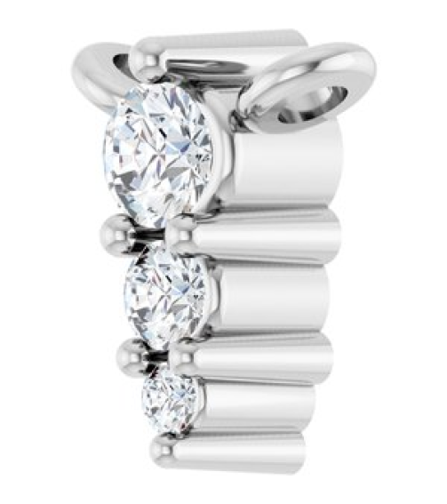 88766 Necklace Center 14K White Set 3-Stone Lab-Grown Diamond Round 2 Mm Lab-Grown Diamond Si1-Si2, G-H 0.025 Ctw Polished .05 Ctw Lab-Grown Diamond Graduated Bar Necklace Center