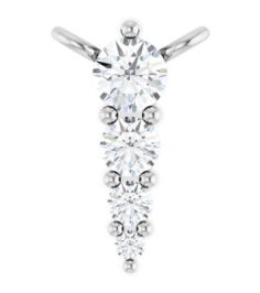 88766 Necklace Center 14K White Set 4-Stone Natural Diamond Round 2.5 Mm Natural Diamond I1, G-H 0.05 Ctw Polished 18 Ctw Natural Diamond Graduated Bar Necklace Center
