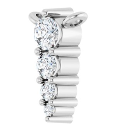 88766 Necklace Center 14K White Set 4-Stone Natural Diamond Round 2.5 Mm Natural Diamond I1, G-H 0.05 Ctw Polished 18 Ctw Natural Diamond Graduated Bar Necklace Center