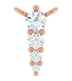 88766 Necklace Center 14K Rose Set 4-Stone Lab-Grown Diamond Round 2.5 Mm Lab-Grown Diamond Si1-Si2, G-H 0.05 Ctw Polished 18 Ctw Lab-Grown Diamond Graduated Bar Necklace Center