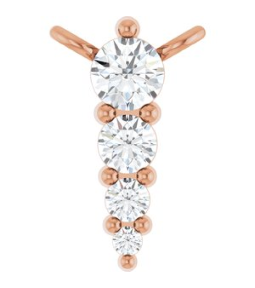 88766 Necklace Center 14K Rose Set 4-Stone Lab-Grown Diamond Round 2.5 Mm Lab-Grown Diamond Si1-Si2, G-H 0.05 Ctw Polished 18 Ctw Lab-Grown Diamond Graduated Bar Necklace Center