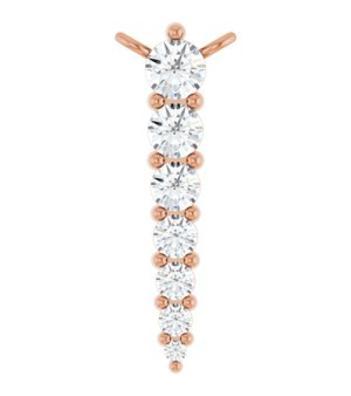 88766 Necklace Center 14K Rose Set 7-Stone Natural Diamond Round 2.75 Mm Natural Diamond I1, G-H 16 Ctw Polished 14 Ctw Natural Diamond Graduated Bar Necklace Center