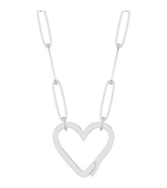 88837 Necklace 14K White 14.6 X 13 Mm 16 In Polished Heart Charm Necklace