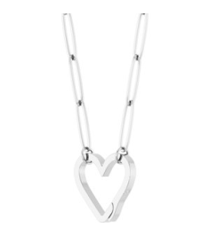 88837 Necklace 14K White 14.6 X 13 Mm 16 In Polished Heart Charm Necklace