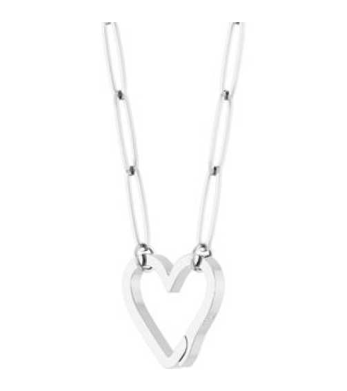 88837 Necklace 14K White 14.6 X 13 Mm 16 In Polished Heart Charm Necklace