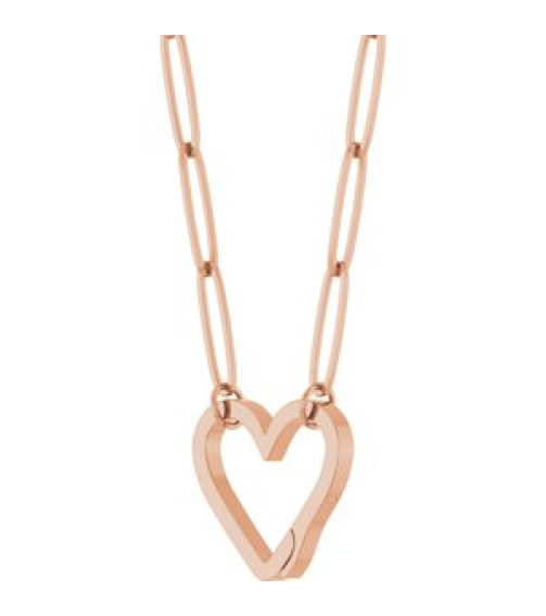 88837 Necklace 14K Rose 14.6 X 13 Mm 18 In Polished Heart Charm Necklace