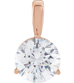 23559 Pendant Set 14K Rose Round Lab-Grown Moissanite 5 Mm Polished Lab-Grown Moissanite 3-Prong Basket Pendant
