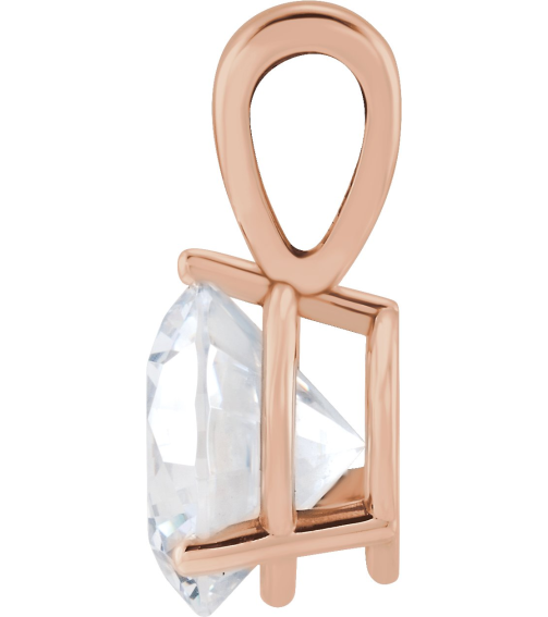 23559 Pendant Set 14K Rose Round Lab-Grown Moissanite 5.5 Mm Polished Lab-Grown Moissanite 3-Prong Basket Pendant