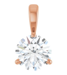 23559 Pendant Set 14K Rose Round Lab-Grown Moissanite 6.5 Mm Polished Lab-Grown Moissanite 3-Prong Basket Pendant