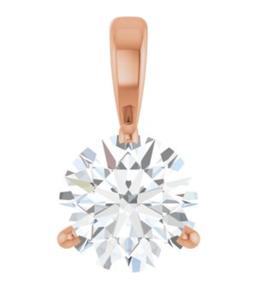 23559 Pendant Set 14K Rose Round Lab-Grown Moissanite 6.5 Mm Polished Lab-Grown Moissanite 3-Prong Basket Pendant