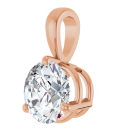 23559 Pendant Set 14K Rose Round Lab-Grown Moissanite 6.5 Mm Polished Lab-Grown Moissanite 3-Prong Basket Pendant