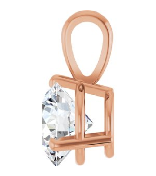 23559 Pendant Set 14K Rose Round Lab-Grown Moissanite 6.5 Mm Polished Lab-Grown Moissanite 3-Prong Basket Pendant