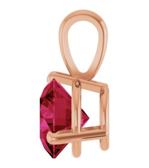 23559 Pendant Set 14K Rose Round Lab-Grown Ruby 6.5 Mm Polished Lab-Grown Ruby 3-Prong Basket Pendant