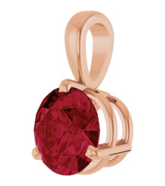 23559 Pendant Set 14K Rose Round Lab-Grown Ruby 6.5 Mm Polished Lab-Grown Ruby 3-Prong Basket Pendant