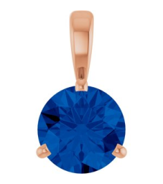 23559 Pendant Set 14K Rose Round Lab-Grown Blue Sapphire 6.5 Mm Polished Lab-Grown Blue Sapphire 3-Prong Basket Pendant