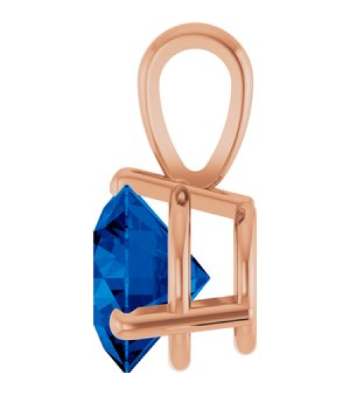 23559 Pendant Set 14K Rose Round Lab-Grown Blue Sapphire 6.5 Mm Polished Lab-Grown Blue Sapphire 3-Prong Basket Pendant