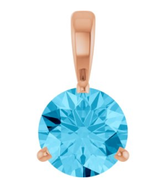 23559 Pendant Set 14K Rose Round Lab-Grown Aqua Sapphire 6.5 Mm Polished Lab-Grown Aqua Sapphire 3-Prong Basket Pendant