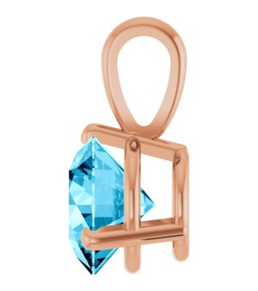 23559 Pendant Set 14K Rose Round Lab-Grown Aqua Sapphire 6.5 Mm Polished Lab-Grown Aqua Sapphire 3-Prong Basket Pendant