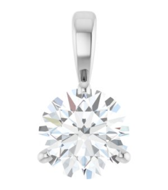 23559 Pendant Set 14K White Round Lab-Grown Aqua Sapphire 6 Mm Polished Lab-Grown Aqua Sapphire 3-Prong Basket Pendant