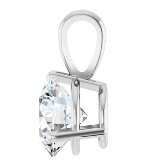 23559 Pendant Set 14K White Round Lab-Grown Moissanite 6.5 Mm Polished Lab-Grown Moissanite 3-Prong Basket Pendant