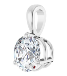 23559 Pendant Set 14K White Round Lab-Grown Moissanite 6.5 Mm Polished Lab-Grown Moissanite 3-Prong Basket Pendant