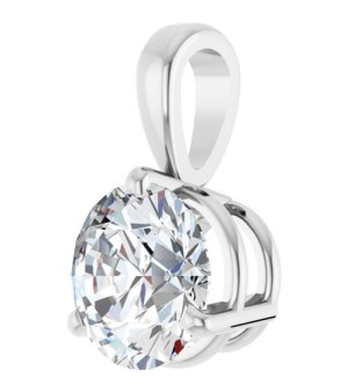 23559 Pendant Set 14K White Round Lab-Grown Moissanite 6.5 Mm Polished Lab-Grown Moissanite 3-Prong Basket Pendant
