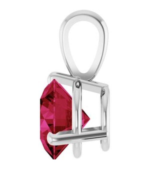 23559 Pendant Set 14K White Round Lab-Grown Ruby 6.5 Mm Polished Lab-Grown Ruby 3-Prong Basket Pendant