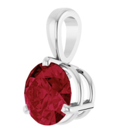 23559 Pendant Set 14K White Round Lab-Grown Ruby 6.5 Mm Polished Lab-Grown Ruby 3-Prong Basket Pendant
