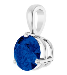 23559 Pendant Set 14K White Round Lab-Grown Blue Sapphire 6.5 Mm Polished Lab-Grown Blue Sapphire 3-Prong Basket Pendant