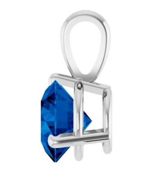23559 Pendant Set 14K White Round Lab-Grown Blue Sapphire 6.5 Mm Polished Lab-Grown Blue Sapphire 3-Prong Basket Pendant