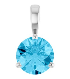 23559 Pendant Set 14K White Round Lab-Grown Aqua Sapphire 6.5 Mm Polished Lab-Grown Aqua Sapphire 3-Prong Basket Pendant