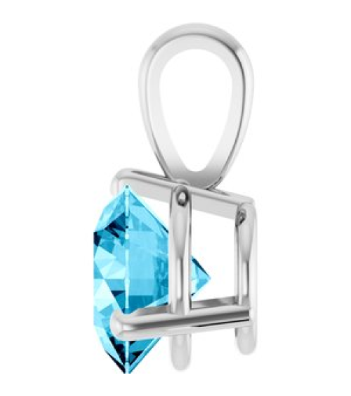 23559 Pendant Set 14K White Round Lab-Grown Aqua Sapphire 6.5 Mm Polished Lab-Grown Aqua Sapphire 3-Prong Basket Pendant