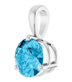 23559 Pendant Set 14K White Round Lab-Grown Aqua Sapphire 6.5 Mm Polished Lab-Grown Aqua Sapphire 3-Prong Basket Pendant