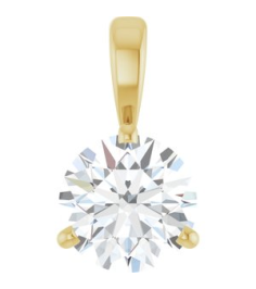 23559 Pendant Set 14K Yellow Round Lab-Grown Moissanite 6.5 Mm Polished Lab-Grown Moissanite 3-Prong Basket Pendant