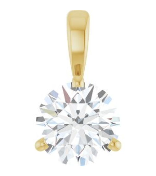 23559 Pendant Set 14K Yellow Round Lab-Grown Moissanite 6.5 Mm Polished Lab-Grown Moissanite 3-Prong Basket Pendant