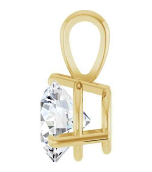 23559 Pendant Set 14K Yellow Round Lab-Grown Moissanite 6.5 Mm Polished Lab-Grown Moissanite 3-Prong Basket Pendant