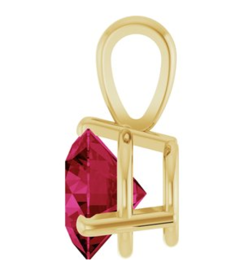 23559 Pendant Set 14K Yellow Round Lab-Grown Ruby 6.5 Mm Polished Lab-Grown Ruby 3-Prong Basket Pendant