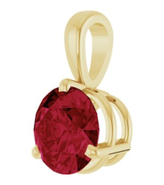 23559 Pendant Set 14K Yellow Round Lab-Grown Ruby 6.5 Mm Polished Lab-Grown Ruby 3-Prong Basket Pendant