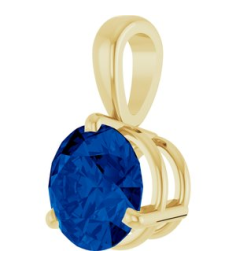 23559 Pendant Set 14K Yellow Round Lab-Grown Blue Sapphire 6.5 Mm Polished Lab-Grown Blue Sapphire 3-Prong Basket Pendant