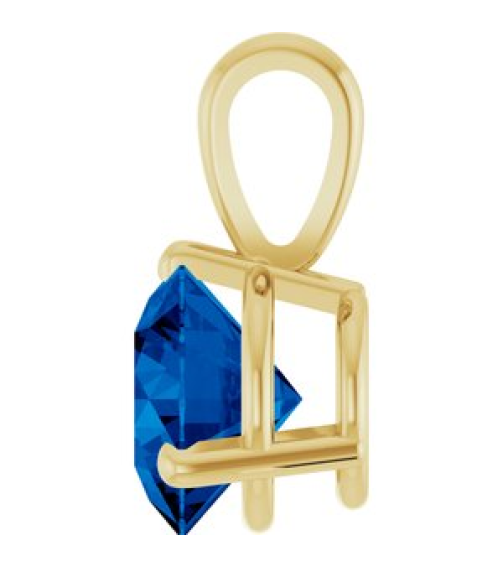 23559 Pendant Set 14K Yellow Round Lab-Grown Blue Sapphire 6.5 Mm Polished Lab-Grown Blue Sapphire 3-Prong Basket Pendant
