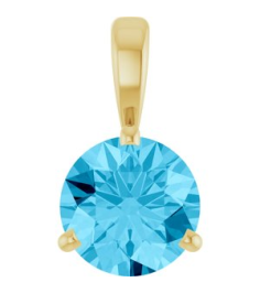 23559 Pendant Set 14K Yellow Round Lab-Grown Aqua Sapphire 6.5 Mm Polished Lab-Grown Aqua Sapphire 3-Prong Basket Pendant