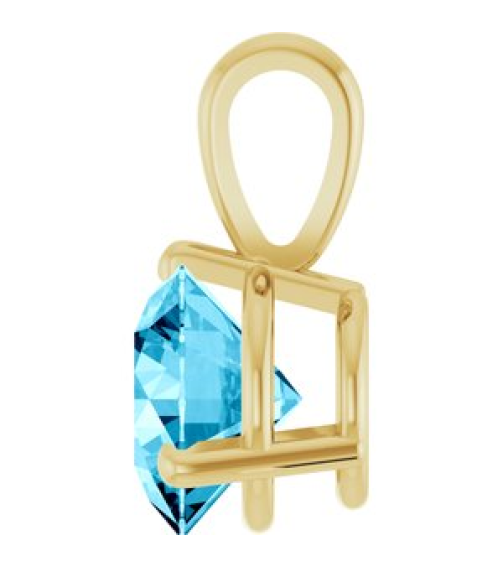 23559 Pendant Set 14K Yellow Round Lab-Grown Aqua Sapphire 6.5 Mm Polished Lab-Grown Aqua Sapphire 3-Prong Basket Pendant