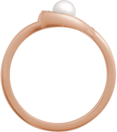 6713 Ring Set 14K Rose Cultured Akoya Pearl Round 4.5 Mm Natural Diamond Polished Cultured Pearl And .05 Ctw Natural Diamond Freeform Ring